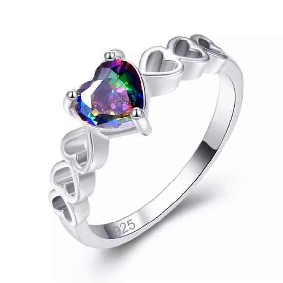925Sterling silver multicolor cubic zirconia heart - Picture 5 of 5